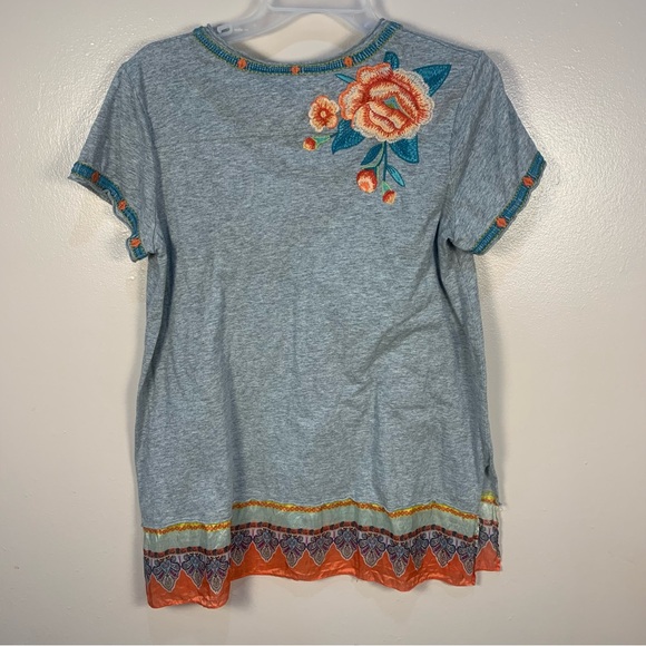 Johnny Was Aveline Scarf Flounce Tunic Embroidered Silk Top - Picture 11 of 13